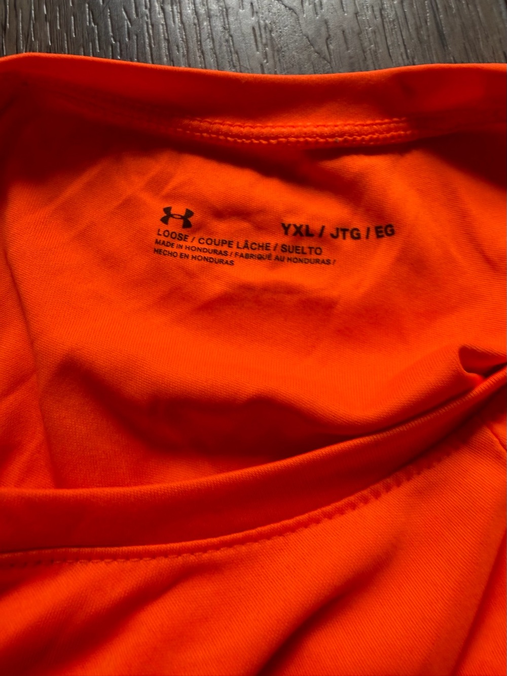 Under Armour Youth XL Bright Orange Short-Sleeve Performance Tee with Black Logo - Picture 3 of 3